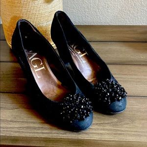 AGL block, heel suede shoes